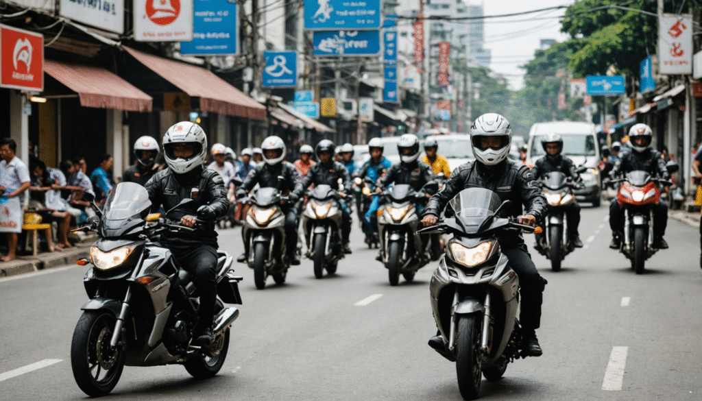 Scooters et motos avec règles de circulation à suivre en Thaïlande