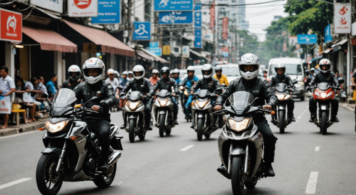 Scooters et motos avec règles de circulation à suivre en Thaïlande