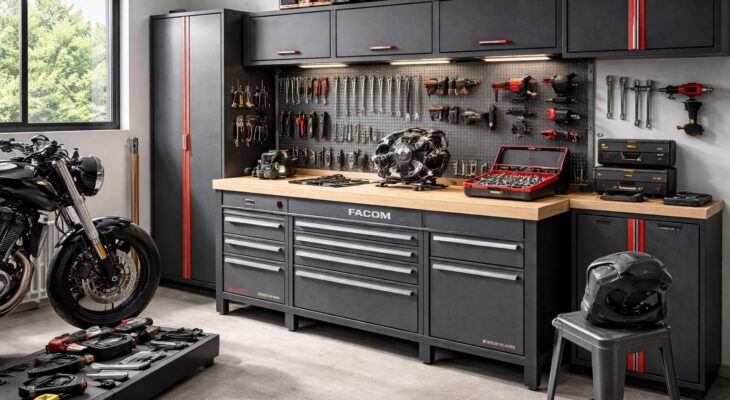 Aménager un atelier moto avec établi Facom et rangements modulables pour vos projets DIY